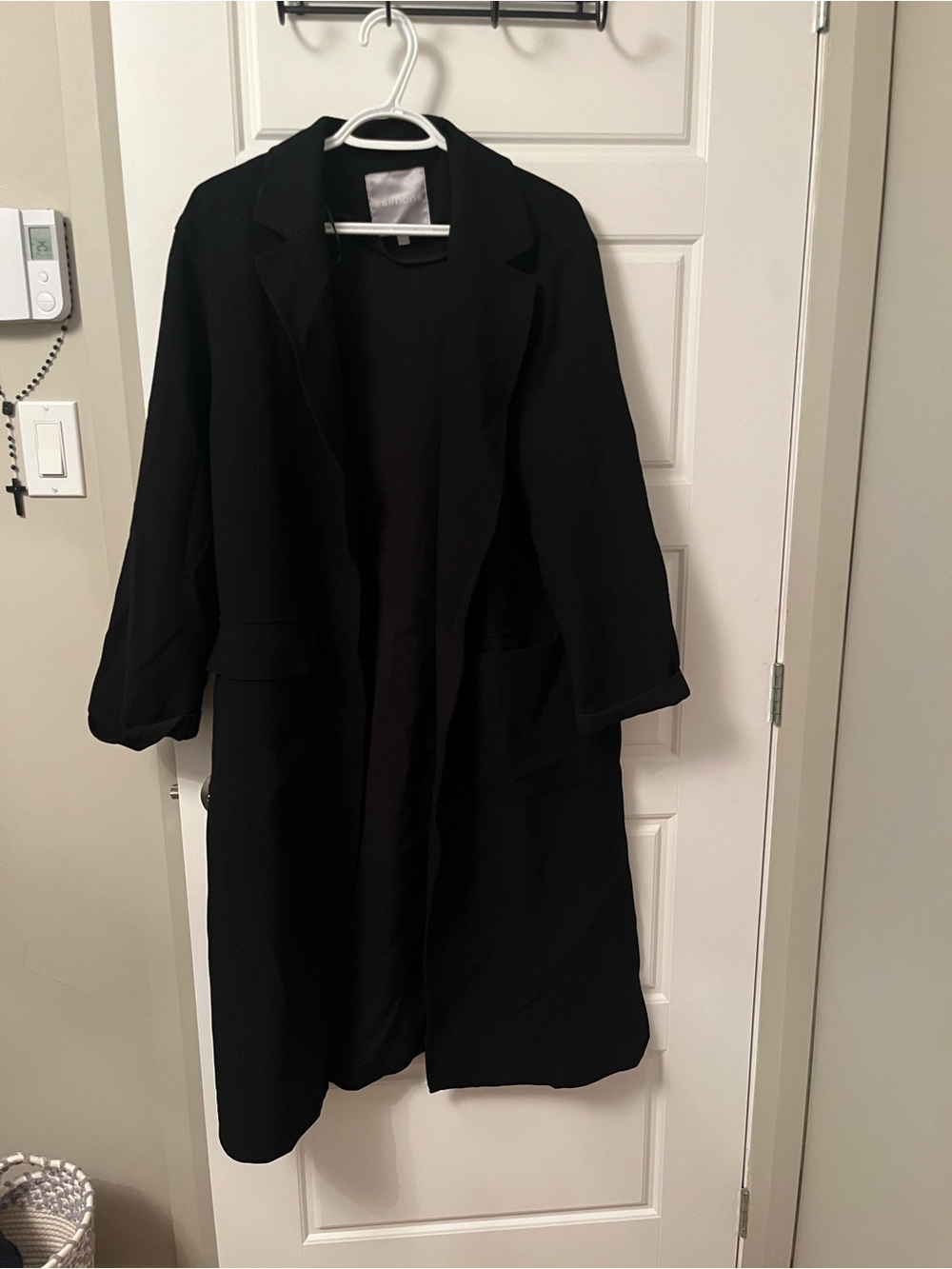 Simons Black Long Trench Coat